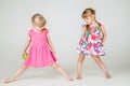 Two Little fashion girls in beautiful dress Royalty Free Stock Photo
