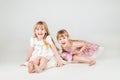 Two Little fashion girls in beautiful dress Royalty Free Stock Photo