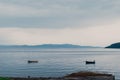 Two little fishing boats in the coast Royalty Free Stock Photo