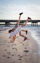 Double Beach Handstand Royalty Free Stock Photo