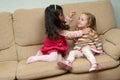 Two little girls conflicting Royalty Free Stock Photo