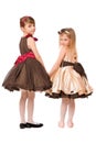 Two little girls in a dress. Isolated Royalty Free Stock Photo