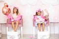 Two little girls having party in spa center Royalty Free Stock Photo