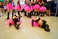 Two little girls in stretching exercise