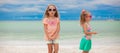 Two little girls during tropical beach Royalty Free Stock Photo