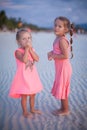 Two little girls at tropical beach in Philippines Royalty Free Stock Photo