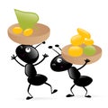 Two little hardworking bugs Royalty Free Stock Photo
