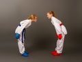 Karate girls figters Royalty Free Stock Photo