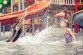 Two little kids playing in the swimming pool Royalty Free Stock Photo