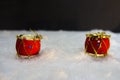 Two little red drums for christmas decoration Royalty Free Stock Photo