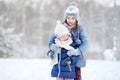 Two little sisters having fun at winter Royalty Free Stock Photo