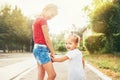 Two little sisters walk together Royalty Free Stock Photo