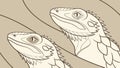 Two Lizards on Abstract Wavy Lines for Natural Design, vector design Generative AI Royalty Free Stock Photo