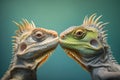 two lizards with dewlaps facing each other Royalty Free Stock Photo