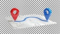 Two Location Pins on Map Royalty Free Stock Photo