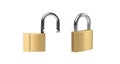 Two Locks Isolated, Golden Padlocks Set Royalty Free Stock Photo