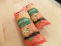 Two Loempia package of Mora brand. Loempia is an asian fried spring rolls, egg rolls