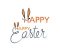 Happy Easter Logo with cartoon face and yellow-orange ears