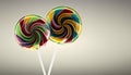 Two lollipops candy sweet lollipop isolated confectionery food background christmas 2 pair circle colours colourful confection