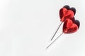 Two lollipops. Red hearts. Candy. Love concept. Valentine day Royalty Free Stock Photo