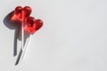 Two lollipops. Red hearts. Candy. Love concept. Valentine day Royalty Free Stock Photo