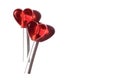 Two lollipops. Red hearts. Candy. Love concept. Valentine day Royalty Free Stock Photo