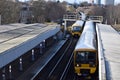 Two London trains at Hither Green station Royalty Free Stock Photo