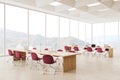 Two long tables in public library reading room Royalty Free Stock Photo