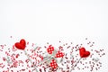 Two love magic wands and a gift. Valentine`s Day concept. Copy space