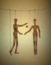 Two lovers concept, romantic valentine marionettes, be my valentine forever idea,