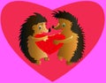 Two lovers hedgehogs