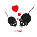 Two lovers mouse on a white background. Vector