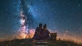 two lovers romantic night couple looking at stars in the sky pragma Royalty Free Stock Photo