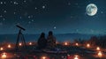 two lovers romantic night couple looking at stars in the sky pragma Royalty Free Stock Photo