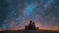 two lovers romantic night couple looking at stars in the sky pragma Royalty Free Stock Photo