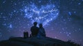 two lovers romantic night couple looking at stars in the sky pragma Royalty Free Stock Photo