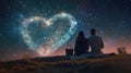 two lovers romantic night couple looking at stars in the sky pragma Royalty Free Stock Photo