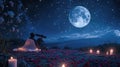 two lovers romantic night couple looking at stars in the sky pragma Royalty Free Stock Photo