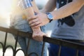 Two lovers stand on the street embracing Royalty Free Stock Photo