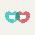 Two loving hearts exchange messages online logo