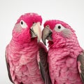 Two loving pink parrots hug and kiss each other, Generative AI, generative artificial a intelligence Royalty Free Stock Photo