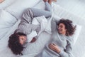 Two loving sisters feeling memorable waking up together Royalty Free Stock Photo