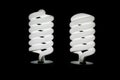 Two low energy spiral light bulbs Royalty Free Stock Photo