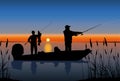 Two lucky fishermen on a morning fishing spinning