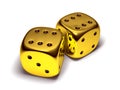 Two lucky gold dice Royalty Free Stock Photo