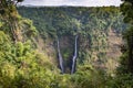 Tad Fane twin waterfalls and tropical forest,an iconic beauty spot,near Pakse,southern Laos, Southeast Asia