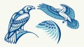 Two Majestic Eagles Soaring in Flight, Symbolizing Freedom, vector design Generative AI Royalty Free Stock Photo