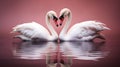 Love\'s Reflection: White Swans in Heart Formation