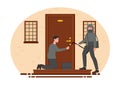 Two male burglars breaking into house with master key