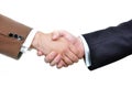 Two male business people hands